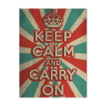 Retro Keep Calm And Carry On postcards