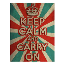 Retro Keep Calm And Carry On Postcards