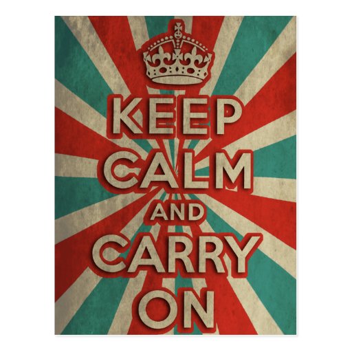 Retro Keep Calm And Carry On Postcards