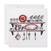Retro Kitchen Shelf in Black White and Red Invite