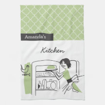 Retro Kitchen Towels | Green