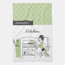 Retro Kitchen Towels | Green
