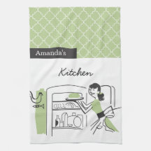Retro Kitchen Towels | Green