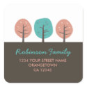 Retro Kitsch Trees Return Address Stickers
