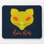 Retro Kitty Black Mouse Pad