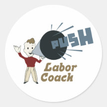 Retro Labour Coach Round Sticker