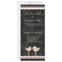 Retro Lacey Love Birds Wedding Invitation