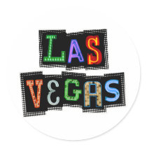 Retro Las Vegas Neon Round Sticker