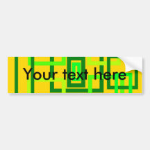 Retro light green squares on yellow background bumper stickers