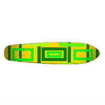 Retro light green squares on yellow background custom skate board