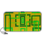 Retro light green squares on yellow background iPod speaker