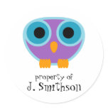 retro little OWL custom SCHOOL teacher book label Sticker