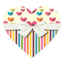 retro lolly valentine love hearts and stripes heart sticker