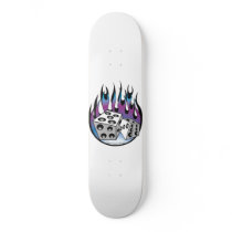 Retro Lucky 7 dice and flames art Skate Board Decks
