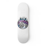 Retro Lucky 7 dice and flames art skateboards