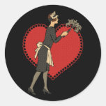 Retro Maid Round Sticker