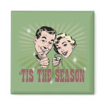 Retro Man and Woman "Tis the Season" Fridge Magnets