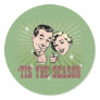 Retro Man and Woman "Tis the Season" Round Stickers
