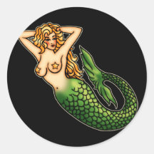 Retro Mermaid Round Stickers