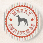 Retro Merry Christmas Greyhound Dog Coasters
