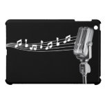 Retro Mic & Musical Notes Black iPad Mini Case