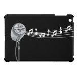 Retro Mic & Musical Notes Black iPad Mini Case