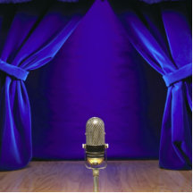 Retro Microphone On Stage Photo Sculptures