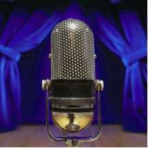Retro Microphone & Stage Curtains Cut Outs