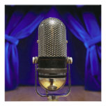 Retro Microphone & Stage Curtains Custom Announcement