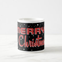 Retro Mid-Century Snowflake Christmas Mug Black
