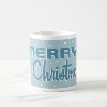 Retro Mid-Century Snowflake Christmas Mug Blue