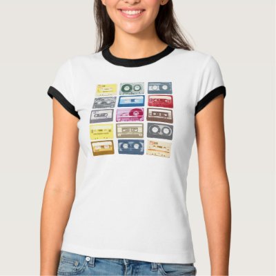 Retro Mixtapes Print Apparel T Shirts by insomniak