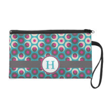 Rétro monogramme rose de motif de Polkadot de gris sacs baguettes