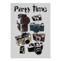 Rétro motif grunge vintage d'appareils-photo invitations personnalisées
