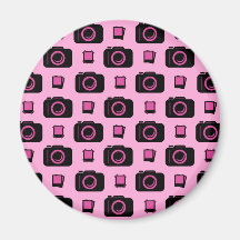 Rétro motif mignon d'appareil-photo de noir de ros magnets