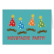 Retro Moustache Party Greeting Card