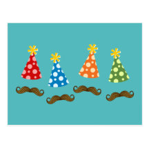 Retro Moustache Party Postcards