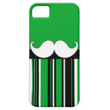 Retro Moustache Stache Mustache with Green Stripes iPhone 5 Cover