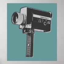 Retro Movie Camera Poster