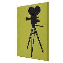 Retro Movie Camera Silhouette Custom Art Canvas Gallery Wrap Canvas