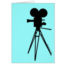 Retro Movie Camera Silhouette Greeting Card