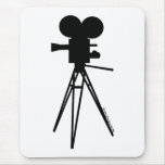 Retro Movie Camera Silhouette Mouse Pad