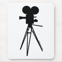 Retro Movie Camera Silhouette Mouse Pad
