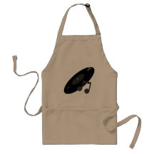 Retro Music Record & Note Black Aprons