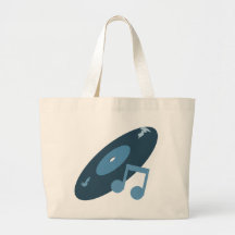 Retro Music Record & Note Blue Bag