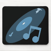 Retro Music Record & Note Blue Mousepads