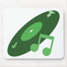 Retro Music Record & Note Green Mouse Pad