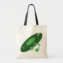 Retro Music Record & Note Green Tote Bag