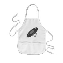 Retro Music Record & Note Grey Apron