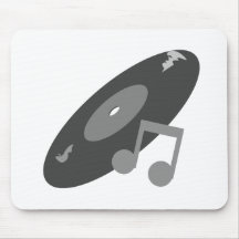 Retro Music Record & Note Grey Mouse Pad